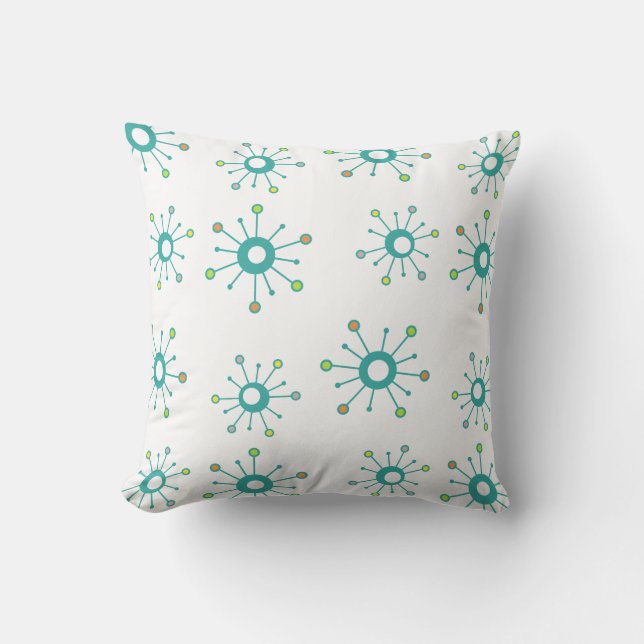 Coussin Starbursts Coloré Turquoise (Recto)