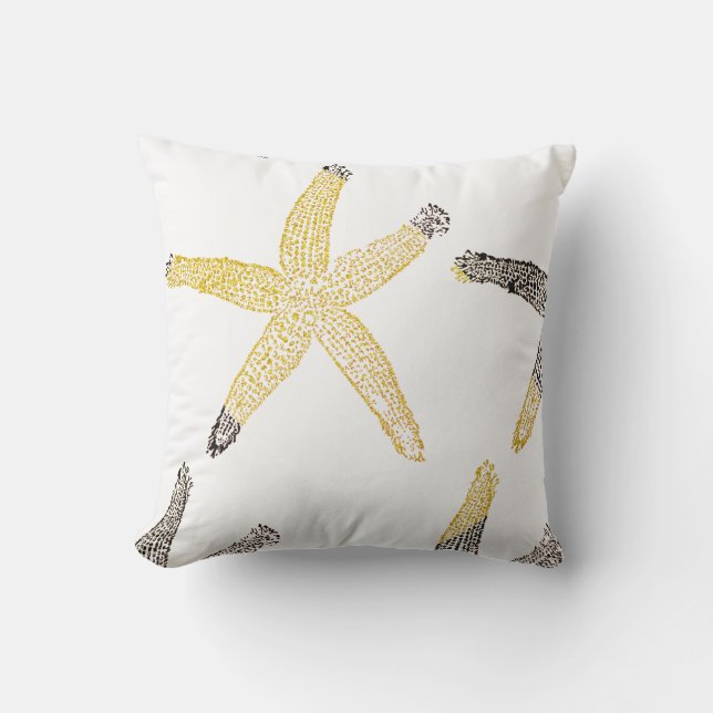 Coussin Starfish Beach Glittery Gold Black White 2023 (Recto)
