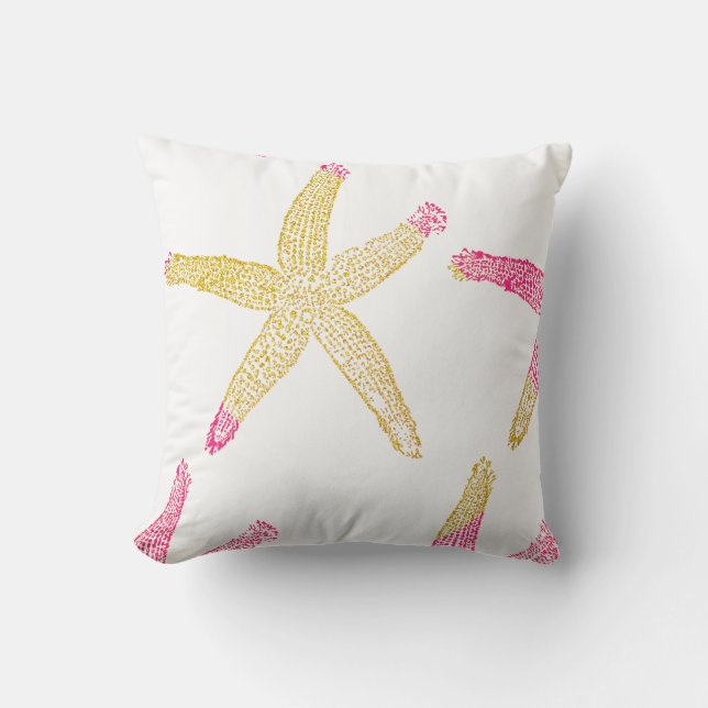 Coussin Starfish Beach Hot rose Glitt Or Blanc Cute (Recto)
