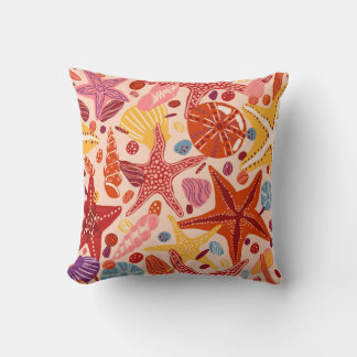 Coussin Starfish, coquillages et pierres à la main plate V
