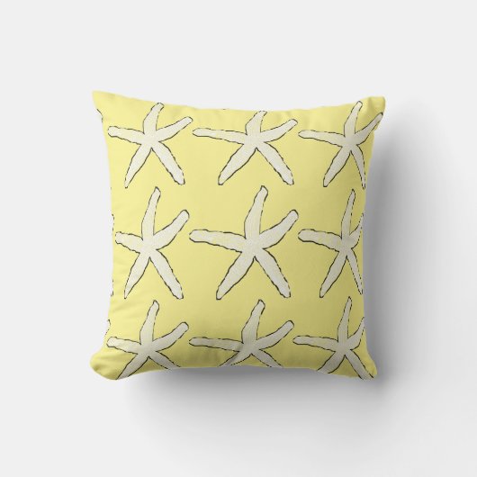 Coussin Starfish Jaune Blanc Motif Elégante Plage Mignonne (Recto)
