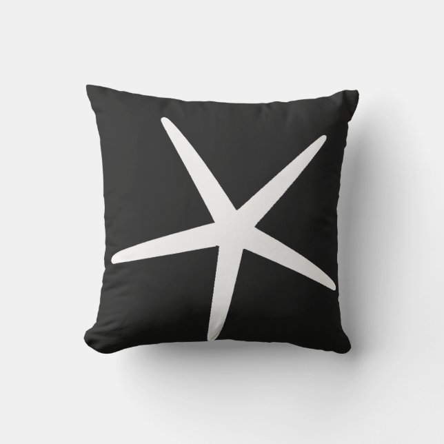 Coussin Starfish Plage nautique Noir Blanc Cadeau Favorise (Recto)