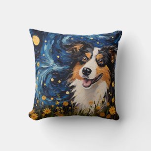 Coussin Starry Night Canine Dreamscape - Van Gogh Inspiré