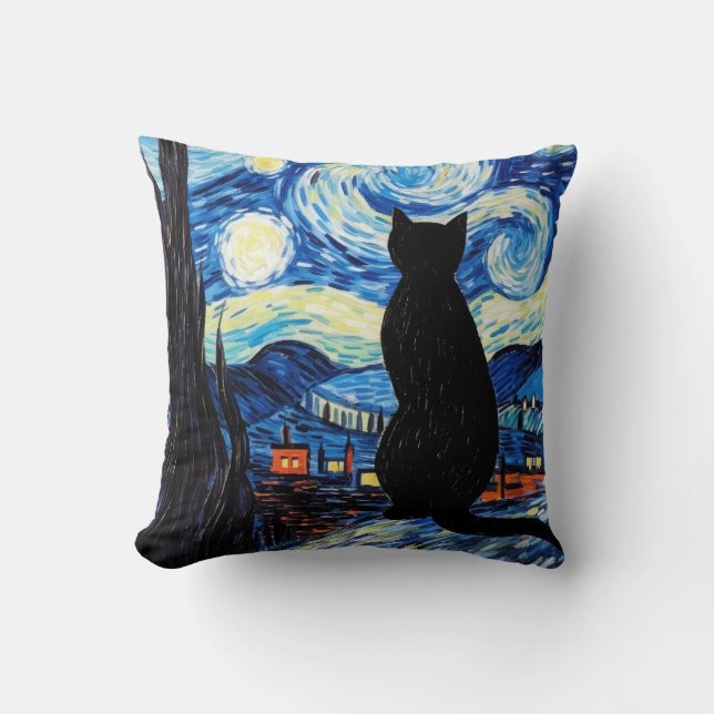 Coussin Starry Night Cat (Recto)