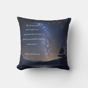 Coussin Starry night poetry citation avec Walt Whitman tex