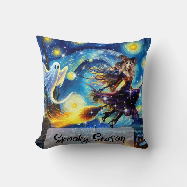 Coussin Starry Night Witchy Halloween Design (Recto)