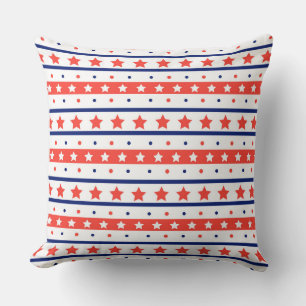 COUSSIN STARS ET STRIPES BLEUS BLANCS ROUGES PATRIOTIQUES