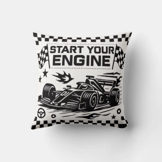 Coussin Start Your Engine Throw Pillow Gift for Racing Lov