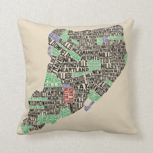 Coussin Staten Island New York City Word Art Map