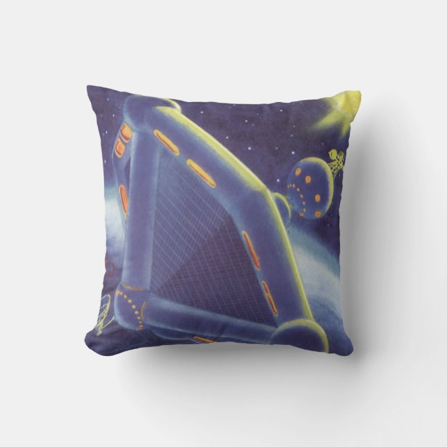 Coussin Station spatial en orbite de science-fiction vinta (Recto)