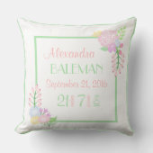 Coussin Statistiques de naissance Baby Girl Floral Throw O (Recto)