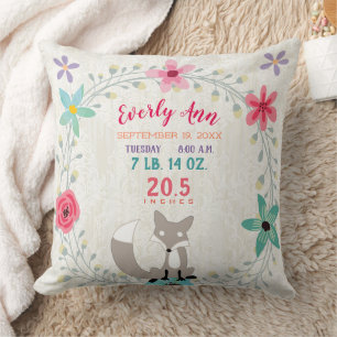 Coussin Statistiques de naissance Bébé fille Créature de l