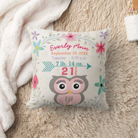 Coussin Statistiques de naissance Bébé Fille Créature de l (Couverture)