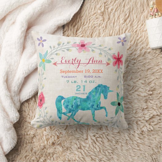 Coussin Statistiques de naissance Bébé Fille Créatures mag (Couverture)