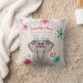 Coussin Statistiques de naissance Bébé Fille Jungle Créatu (Couverture)