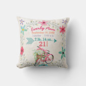 Coussin Statistiques de naissance Bébé Fille Vintage Retro (Recto)