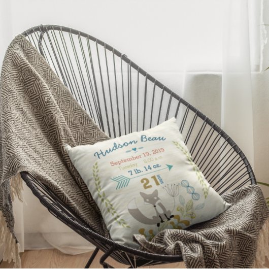 Coussin Statistiques de naissance Bébé Garçon Créatures de