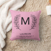 Coussin Statistiques de naissance bébé monogramme (Couverture)