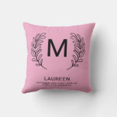 Coussin Statistiques de naissance bébé monogramme (Verso)