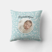 Coussin Statistiques de naissance bébé Photo Botanique Min (Verso)