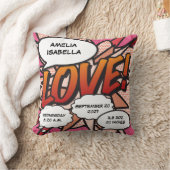 Coussin Statistiques de naissance de bébé Bande dessinée P (Couverture)