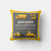 Coussin Statistiques de naissance de bébé camion à benne e (Recto)
