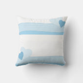 Coussin Statistiques de naissance de bébé coeurs bleus (Verso)