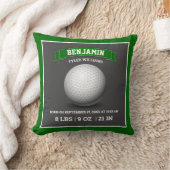 Coussin Statistiques de naissance de bébé de balle de golf (Couverture)