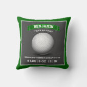 Coussin Statistiques de naissance de bébé de balle de golf (Verso)
