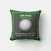 Coussin Statistiques de naissance de bébé de balle de golf (Recto)