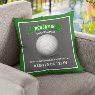 Coussin Statistiques de naissance de bébé de balle de golf