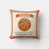 Coussin Statistiques de naissance de bébé de basket-ball m (Recto)