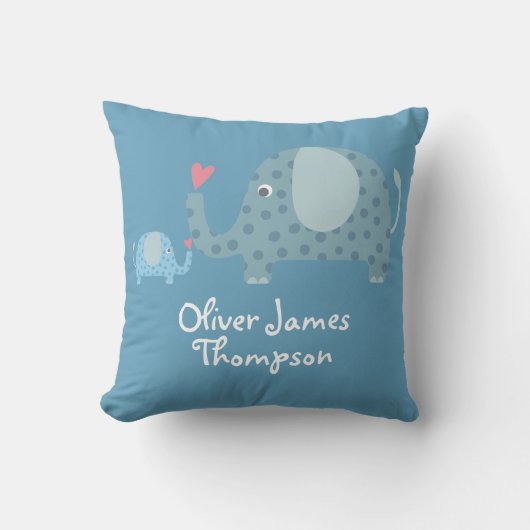 Coussin Statistiques de naissance de bébé Éléphants à pois (Recto)