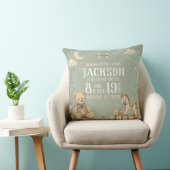 Coussin Statistiques de naissance de bébé en vert sauge av (Chaise)