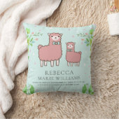 Coussin Statistiques de naissance de bébé fille au rose mi (Couverture)