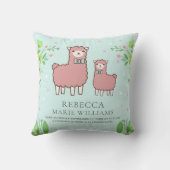 Coussin Statistiques de naissance de bébé fille au rose mi (Verso)