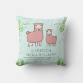 Coussin Statistiques de naissance de bébé fille au rose mi (Recto)