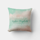 Coussin Statistiques de naissance de bébé fille Cloud Rose (Recto)