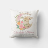 Coussin Statistiques de naissance de bébé fille éléphant l (Recto)