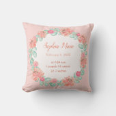 Coussin Statistiques de naissance de bébé florale aquarell (Recto)