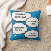 Coussin Statistiques de naissance de bébé garçon bleu Livr (Couverture)