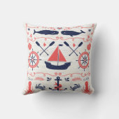 Coussin Statistiques de naissance de bébé garçon corail de (Verso)