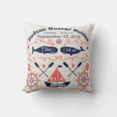 Coussin Statistiques de naissance de bébé garçon corail de (Recto)