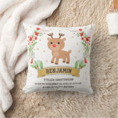 Coussin Statistiques de naissance de bébé garçon Renne de (Couverture)