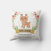 Coussin Statistiques de naissance de bébé garçon Renne de (Verso)