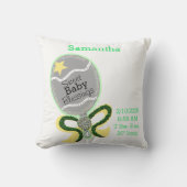 Coussin Statistiques de naissance de bébé hochet jaune ver (Recto)
