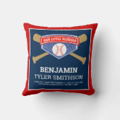 Coussin Statistiques de naissance de bébé joueur de baseba (Verso)