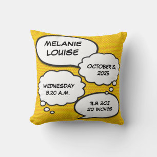 Coussin Statistiques de naissance de bébé Livre de bande d