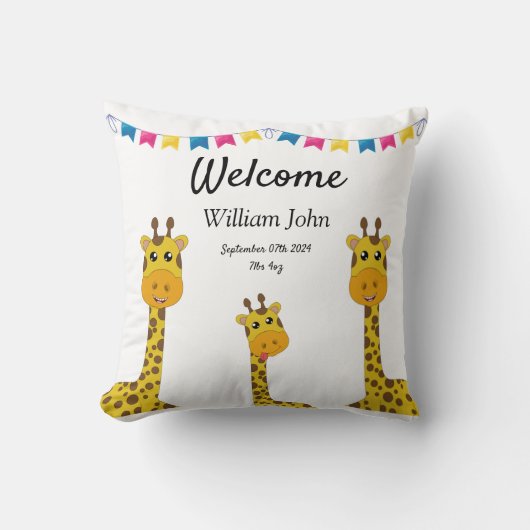 Coussin Statistiques de naissance de bébé mignon (Recto)