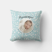 Coussin Statistiques de naissance de bébé Photo Botanique  (Recto)